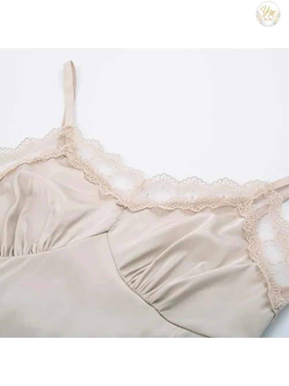 Silk Slip for Under Dress Adjustable Spaghetti Strap Lace Trim Full Slip Women